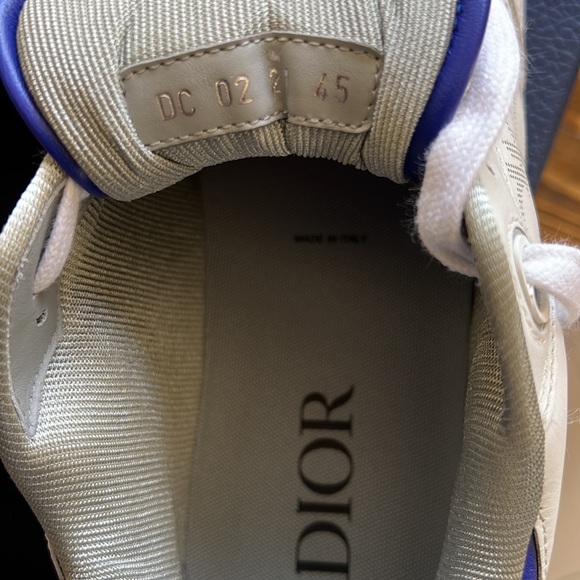 Authentic Dior B27 Low-Top Sneaker. White and Blue smooth calfskin in Mens Sz 12 - Picture 11 of 11